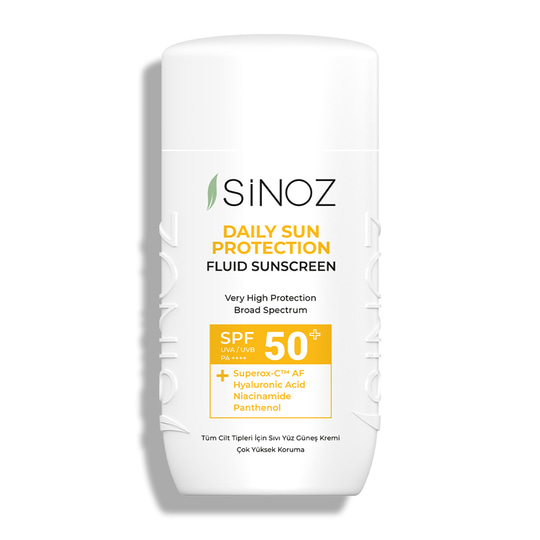 Sinoz Günlük Kullanım Sıvı Yüz Güneş Kremi Yeni Nesil Güneş Filtreleri İle Hibrit Formül SPF50 50 ml