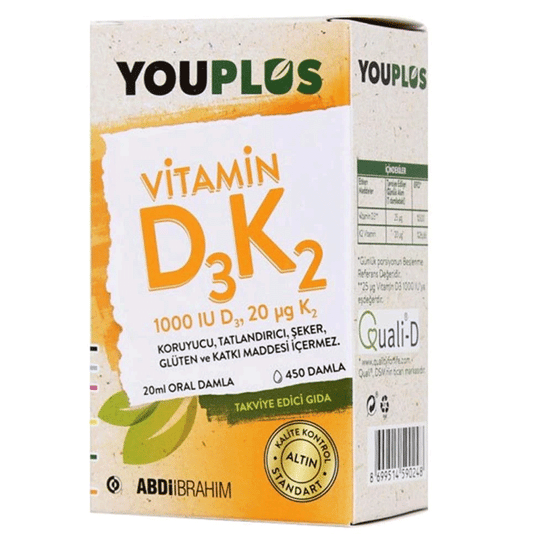 Youplus Vitamin D3K2 1000 IU Damla 20 ML