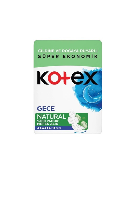 Kotex Natural Super Ekonomik Gece Hijyenik Ped 14'lü