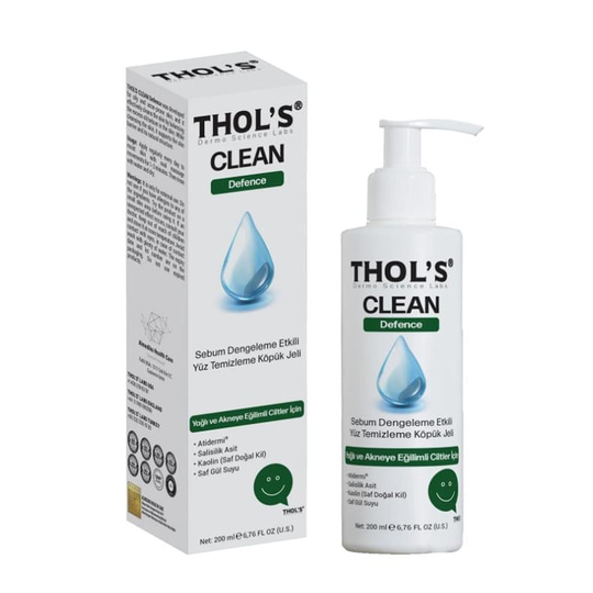 THOL'S CLEAN Defence (TB4) Yüz Temizleme Köpük Jeli - 200 ml Yağlı ve Akneye Eğilimli Ciltler İçin Sebum Dengeleme Etkili Yüz Temizleme Köpük Jeli