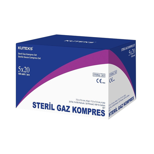 Kuteks Steril Gaz Kompres 7,5 x 7,5 cm 100 Adet