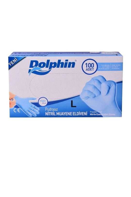 Dolphin Pudrasız Nitril Eldiven Mavi Beden Large 100'lü