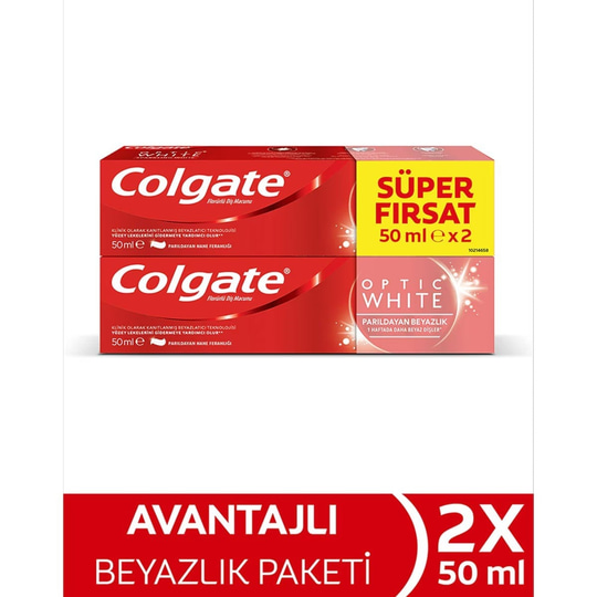 Colgate Optic White Diş Macunu 50 ml - 2'li Fırsat Paketi
