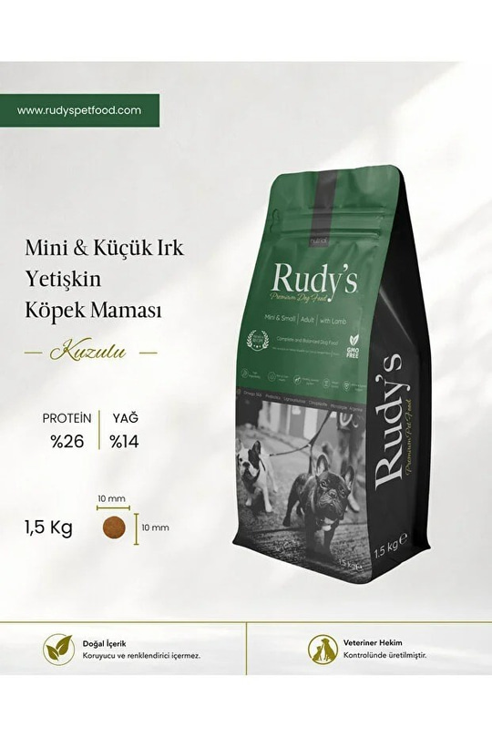 Rudy's Premium Mini & Küçük Irk Yetişkin Köpek Maması Kuzulu 1,5 Kg
