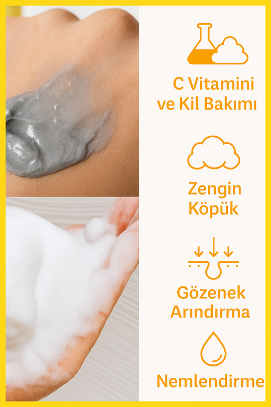 Cosmetex Roland Savon Doron C Vitaminli Kil Özlü Siyah Nokta&Sebum Temizleyici Aydınlatıcı Yüz Yıkama Jeli