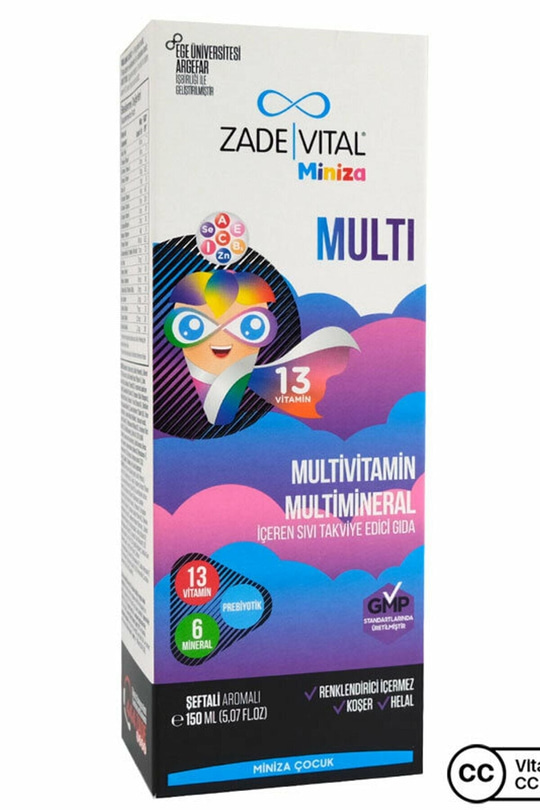 Zade Vital Miniza Multivitamin Ve Multimineral 150 ml Şeftali