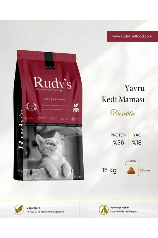 Rudy's Premium Yavru Kedi Maması Tavuklu 15 Kg