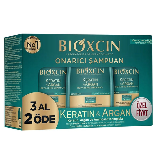 Bioxcin Keratin & Argan Onarıcı Bakım Şampuanı 300 ml- 3 Al 2 Öde
