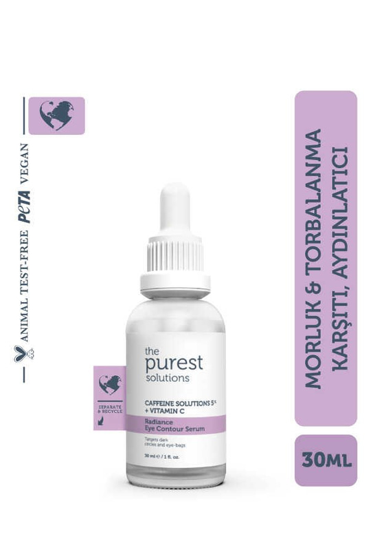 The Purest Solutions Göz Altı Torbalanma ve Morluk Karşıtı Bakım Serumu 30 ml (Caffeine Solutions 5% + Vitamin C)