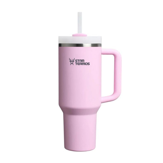 Star Termos Aqua Pipetli 900 ML Çelik Termos - Açık Pembe | 8 saat sıcak 12 saat soğuk 24 saat buz tutar