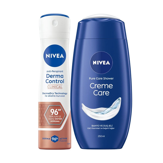 Nivea Women Derma Control Clinical Sprey Deodorant 150 ml & Creme Care Duş Jeli 250 ml
