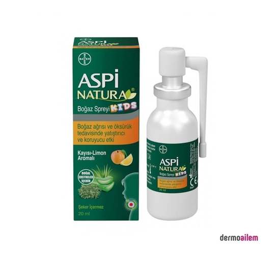 Besin Takviyesi ÜrünleriBayerAspi NATURA Kids Boğaz Spreyi (Kayısı Limon Aromalı) 20 ml