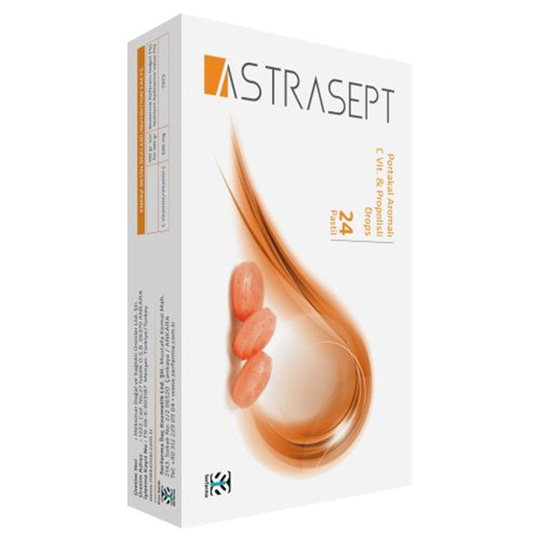 Takviye Edici GıdalarSerfarmaAstrasept Boğaz  Pastil Portakal Aromalı 24 lü