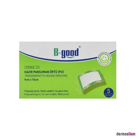 KategorisizDermo AilemB-Good Şeffaf Hazır Pansuman 9cm x 15cm 5'li Yara Örtüsü