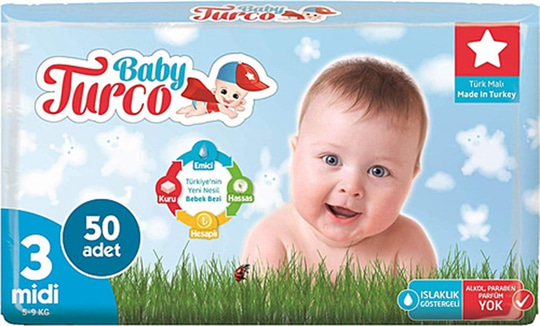 Bebek BezleriBaby TurcoBaby Turco Bebek Bezi 3 Numara 50 Adet (5-9 kg)