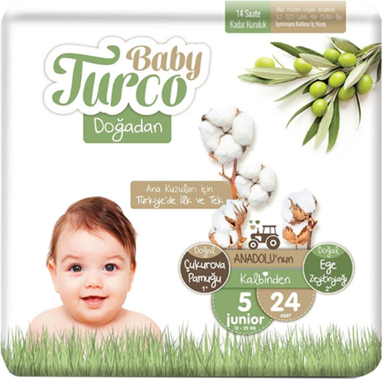 Bebek BezleriBaby TurcoBaby Turco Doğadan 5 Numara Junıor 24 Adet (12-25kg)