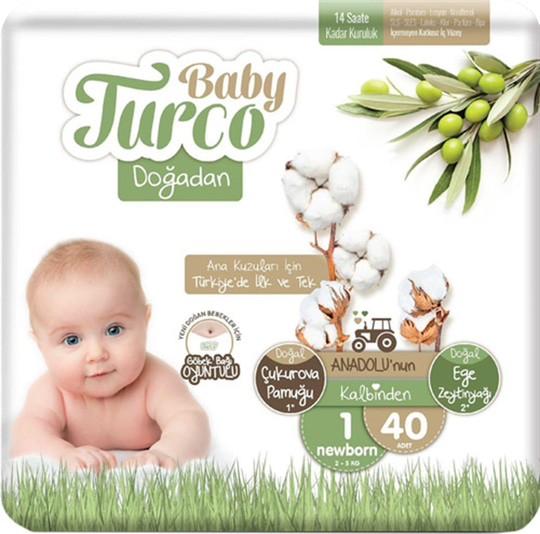 Bebek BezleriBaby TurcoBaby Turco Jumbo Doğadan 1Numara Bez 40'lı