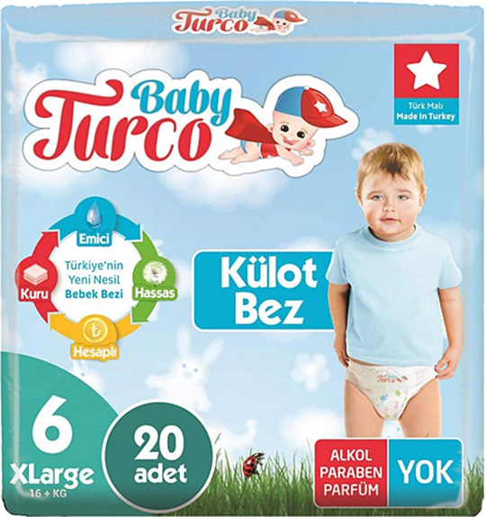 Bebek BezleriBaby TurcoBaby Turco Külot Bez 6 Numara 20 Adet (16 + kg)
