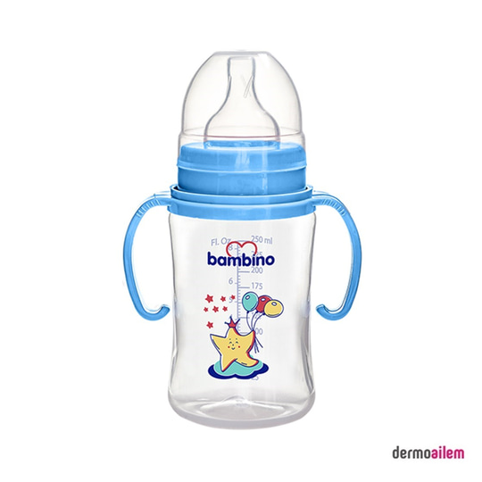 Biberon & Emzik & OyuncakBambinoBambino Geniş Ağızlı Kulplu PP Biberon 250 Ml Mavi