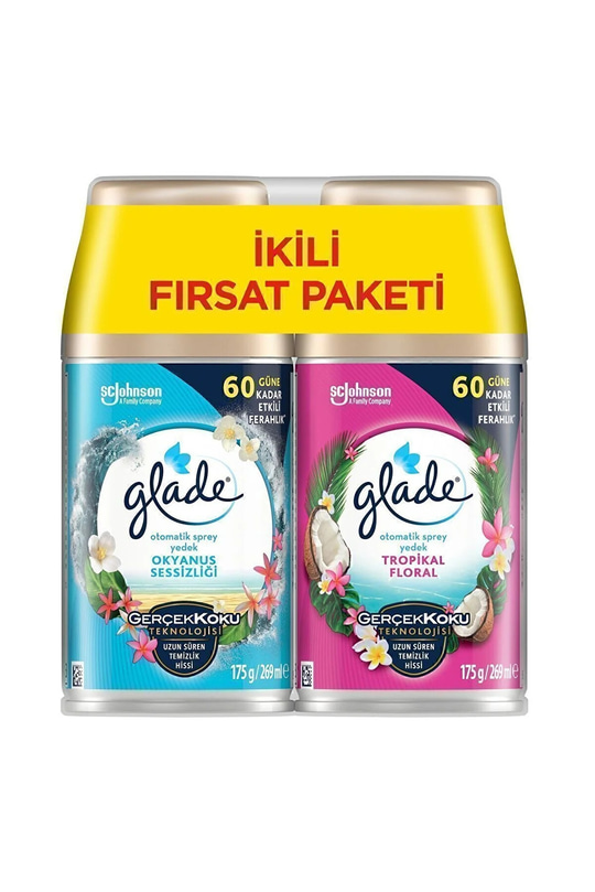 Glade Otomatik Sprey Oda Kokusu Yedek Okyanus Sessizliği+Tropikal Floral 2 x 269 ML