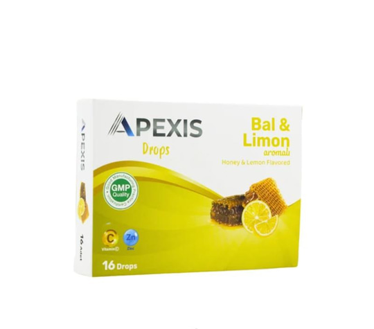 Apexis Drops Bal ve Limon Aromalı Pastil 16'lı