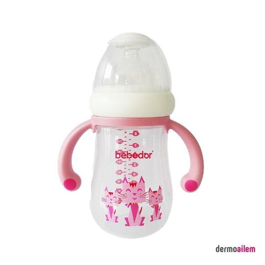 Biberon & Emzik & OyuncakBebedorBebedor Geniş Ağızlı Kulplu PP Biberon 250 ml Pembe