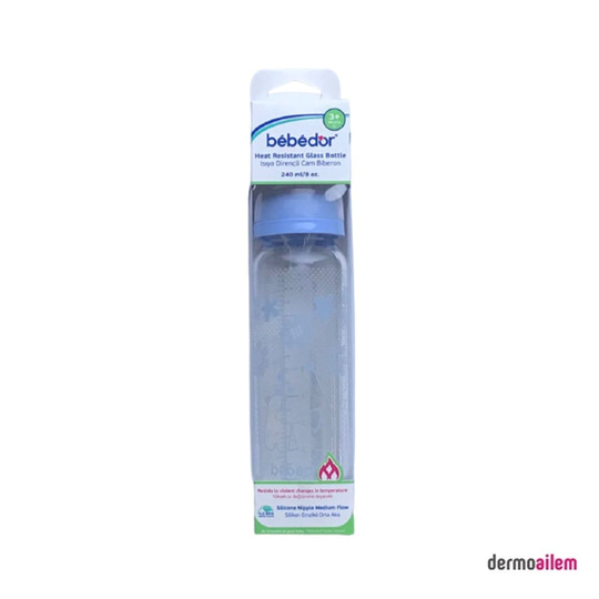 Biberon & Emzik & OyuncakBebedorBebedor Isıya Dirençli Cam Biberon 3+Ay 240 ml Mavi