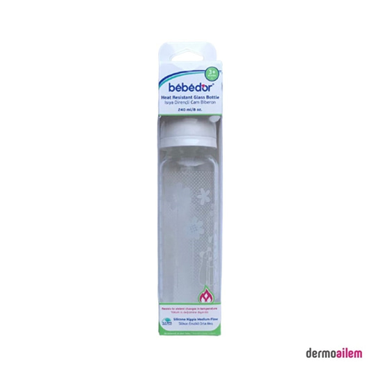 Biberon & Emzik & OyuncakBebedorBebedor Isıya Dirençli Cam Biberon 3+Ay 240 ml Beyaz