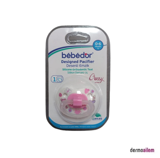 Biberon & Emzik & OyuncakBebedorBebedor Silikon Damaklı Desenli Emzik No:1 0 - 6 Ay Pembe