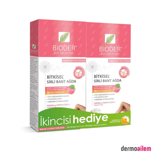 Tüy GidericilerBioderBioder Bitkisel Sirli Bant Ağda İkincisi Hediye 12+12 Adet