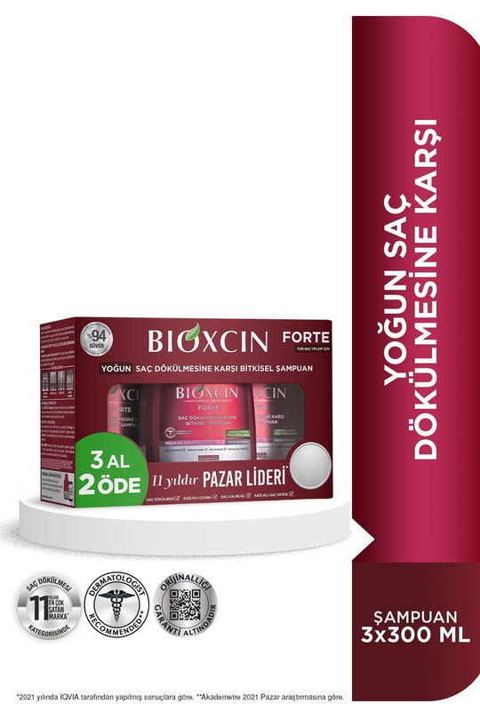 Bioxcin Forte Yoğun Saç Dökülmesine Karşı Bitkisel Şampuan 300 ml - 3 Al 2 Öde Özel Fiyat Etiketli