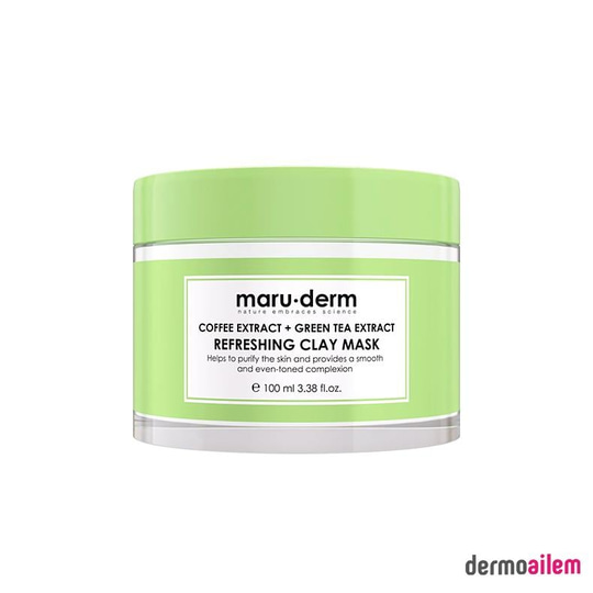 Maruderm Kil Maskesi | Kahve Özü + Yeşil Çay Özü Tazeleyici Kil Maskesi 100 ML | Tüm Cilt Tipleri | Vegan
