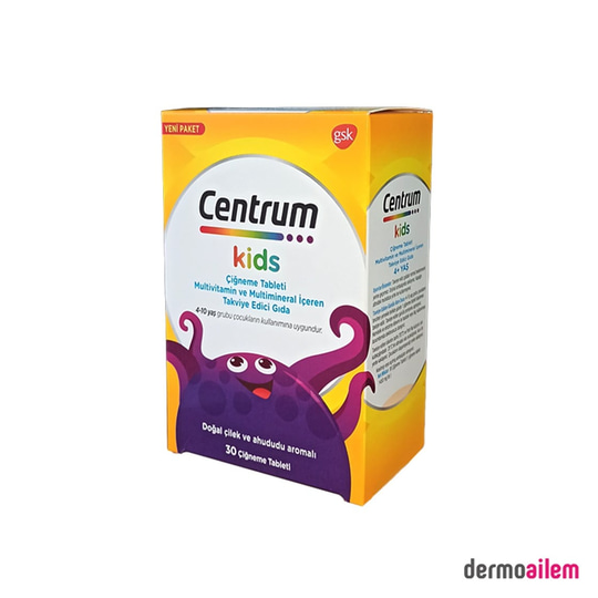 Takviye Edici GıdalarCentrumCentrum Kids 4-10 Yaş Çocuk Vitamini 30 Çiğneme Tableti GSK