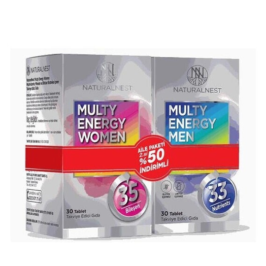 Naturalnest Multy Energy Aile Paketi - Women 30 Tablet + Men 30 Tablet