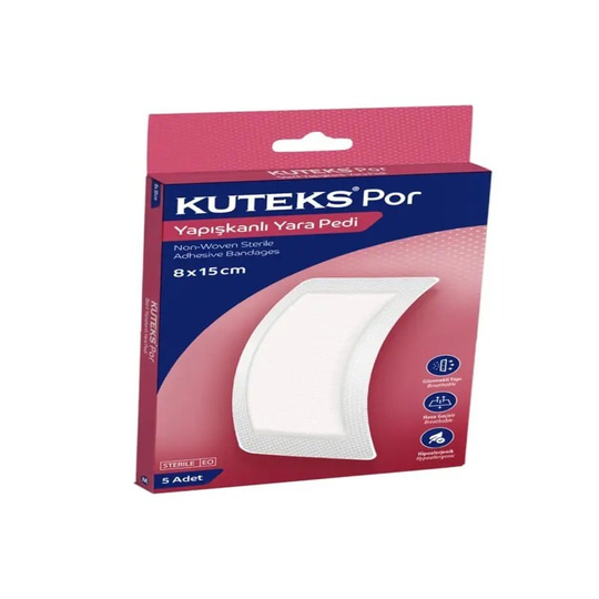 Kuteks Por Yapışkanlı Yara Pedi 8x15 cm 5'li