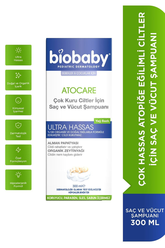 Biobaby Atocare Çok Kuru Ciltler Için Saç Ve Vucut Şampuanı 300 mll