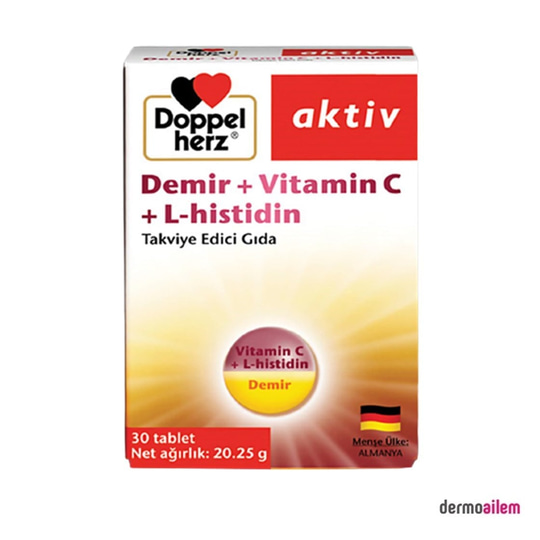 Takviye Edici GıdalarDoppelherzDoppelherz Aktiv Demir + Vitamin C + L-histidin 30 Tablet