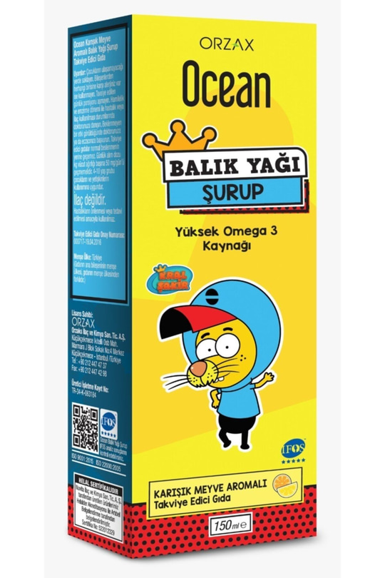 Ocean Tutti Frutti Karışık Meyve Aromalı Balık Yağı Şurup 150 ml