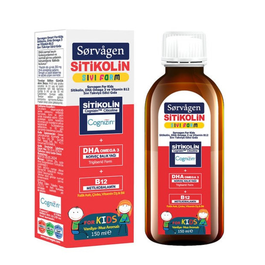 Sorvagen Smart Kids Sitikolin DHA Omega 3 ve B12 150 ml