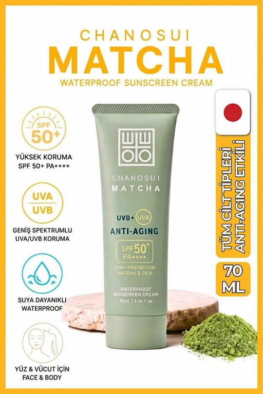 Cosmetex Roland Yaşlanma Karşıtı SPF50+ Japon Matcha Özlü Tüm Cilt Tiplerine Uygun Yüz & Vücut Güneş Kremi 70 ml