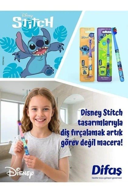 Difaş Disney Lisanslı Lilo & Stitch 4-7 Yaş Çocuk Diş Fırçası