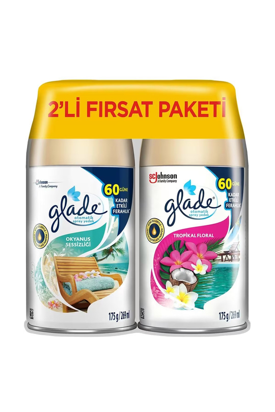 Glade Otomatik Sprey Oda Kokusu Yedek Okyanus Sessizliği+Tropikal Floral 2 x 269 ML