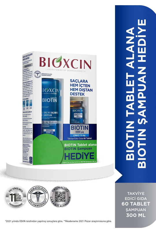 Bioxcin Biotin 5.000 Mcg 60 Tablet Alana Biotin Şampuan 300 Ml Hediye - Daha Güçlü Saçlar