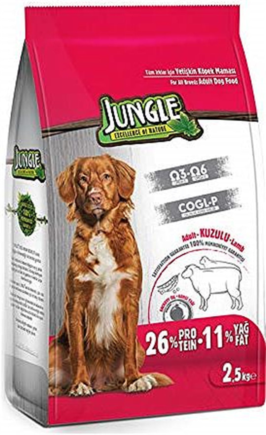 Köpek Kuru MamalarıJungleJungle Kuzu Etli 2.5 kg Yetişkin Kuru Köpek Maması SKT:04/2022