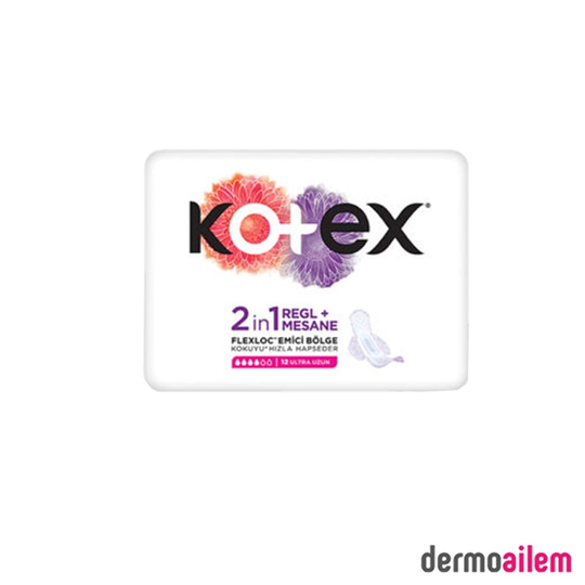 Hijyenik Kadın ÜrünleriKotexKotex 2 in 1 Ultra Uzun 12'li Regl + Mesane Pedi