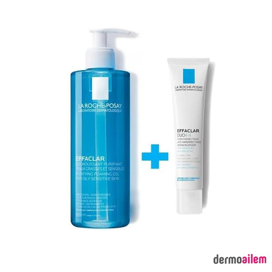Akne Sivilce Bakım ÜrünleriLa RocheLa Roche Posay Akne Bakım Seti Effaclar Jel 400 ml + Effaclar Duo Krem 15 ml