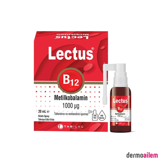 Takviye Edici GıdalarTab İlaçLectus B12 Metilkobalamin 1000mcg Dilaltı Sprey 20 ml