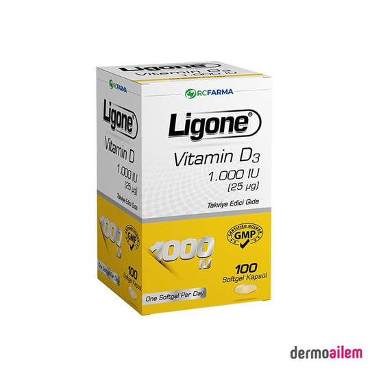 Takviye Edici GıdalarRcFarmaLigone Vitamin D3 1000 IU 100 Kapsül