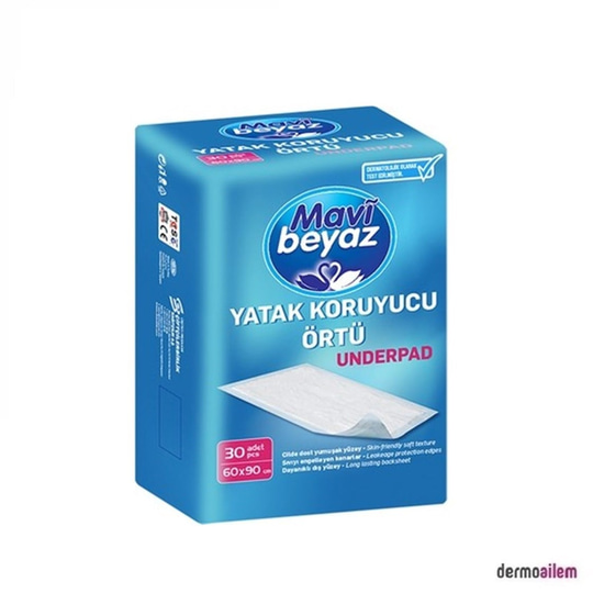 Hasta Bakım ÜrünleriMavi BeyazMavi Beyaz Yatak Koruyucu Örtü 60X90 cm 30'lu