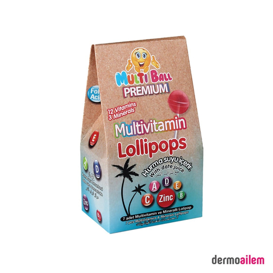 MultivitaminlerMulti BallMultiball Premium Hurmalı Lolipop 7 Adet